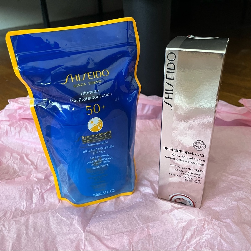 Shiseido skincare bundle Sun protector lotion & revival serum